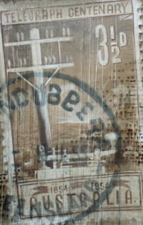 codes, mixed media drawing on kraft paper